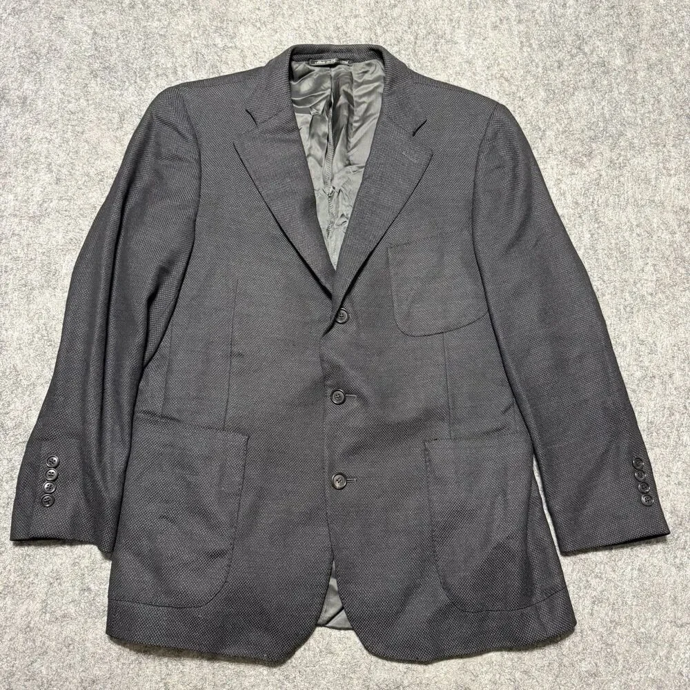 Vintage Ermenegildo Zegna Traveller Jacket Blazer Mens 56 EU 46 US Black Wool